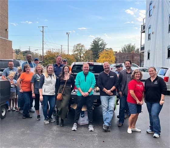 City of Belleville staff pose for a group photo at the 2023 Belleville Trick or Treat event