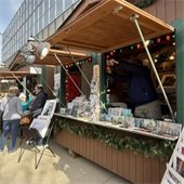 A vendor prepares for Belleville's 10th annual Christkindlmarkt