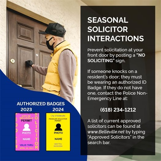 Seasonal Solicitor Interactions in Belleville. Click here for a list of approved solicitors for 2023-2024