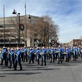 A Belleville High school band performs during 2023 Santa Parade