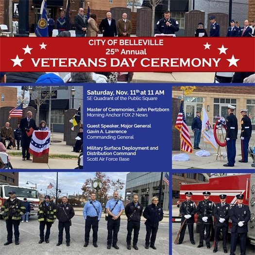 City of Belleville 25th Annual Veterans Day Ceremony: Saturday November 11th at 11 AM