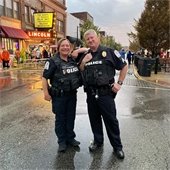 City of Belleville Police Officers pose for a photo at the 2023 Belleville Trick or Treat event