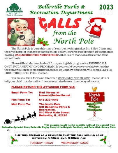 2023 Calls From North Pole form page 1