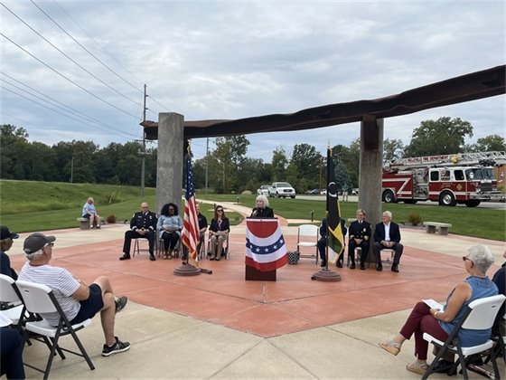 Mayor Patty Gregory speaks at 2023 9/11 Ceremony in Belleville, IL.