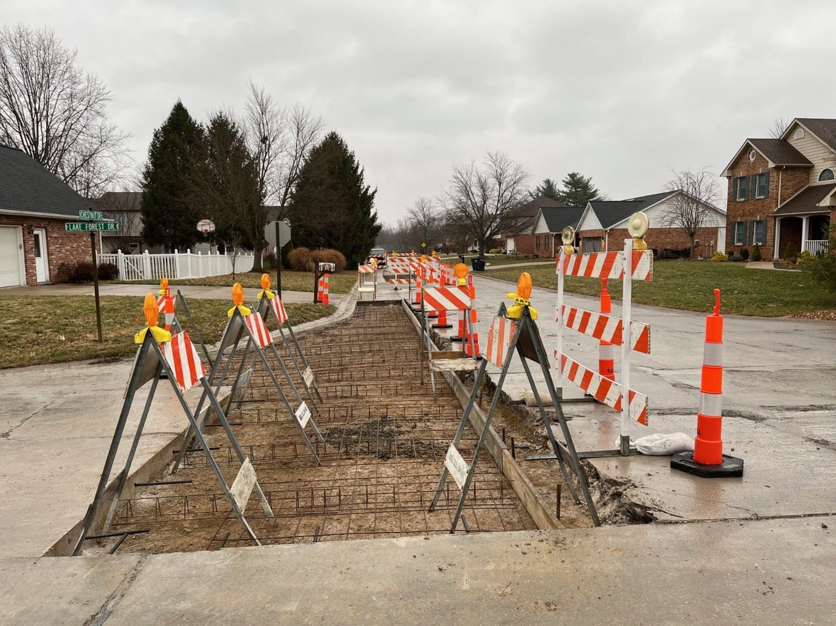 Pavement patching on Lake Forest Drive