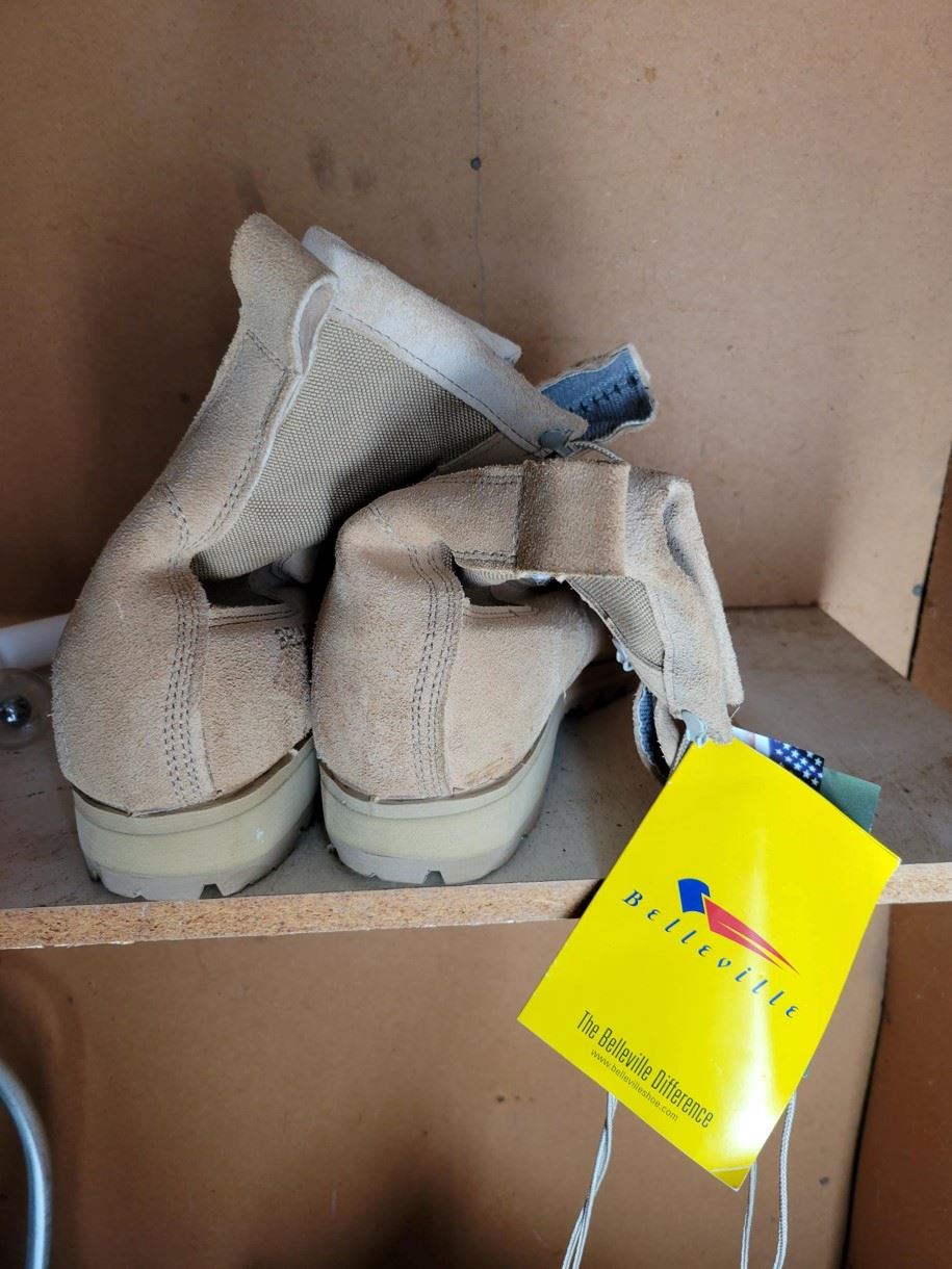 Belleville's Boots stored in a shed.